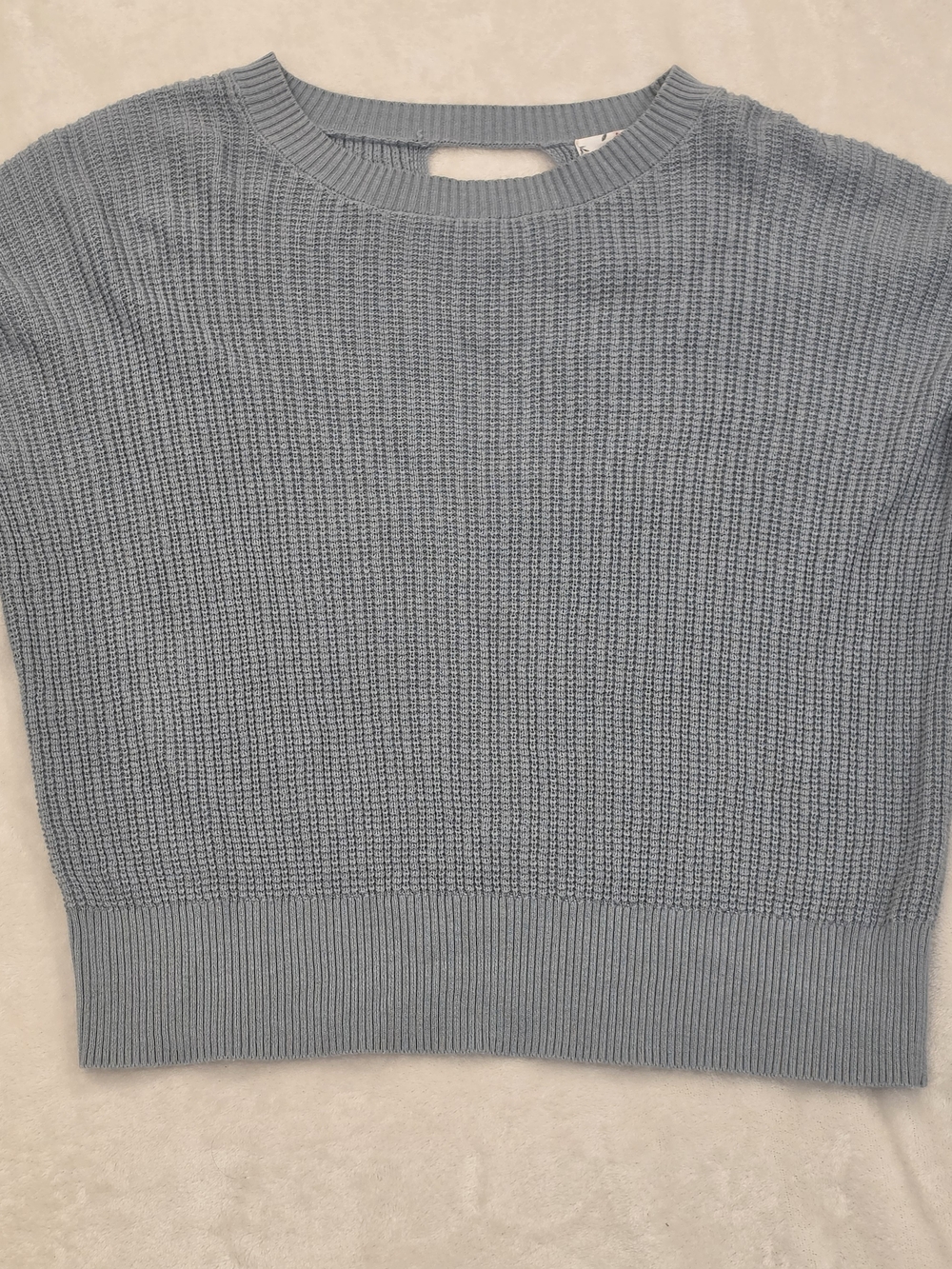 Pink Rose Light Blue Long Sleeve Crewneck Knit Sweater
